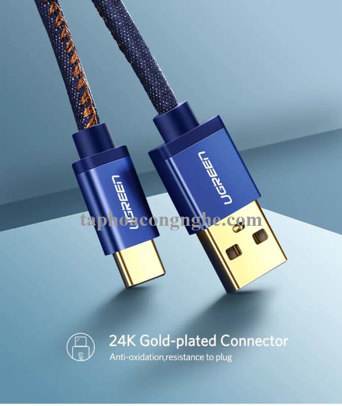 Ugreen 40343 0.5M màu Xanh Cáp sạc USB TypeC cao cấp US250 30040343